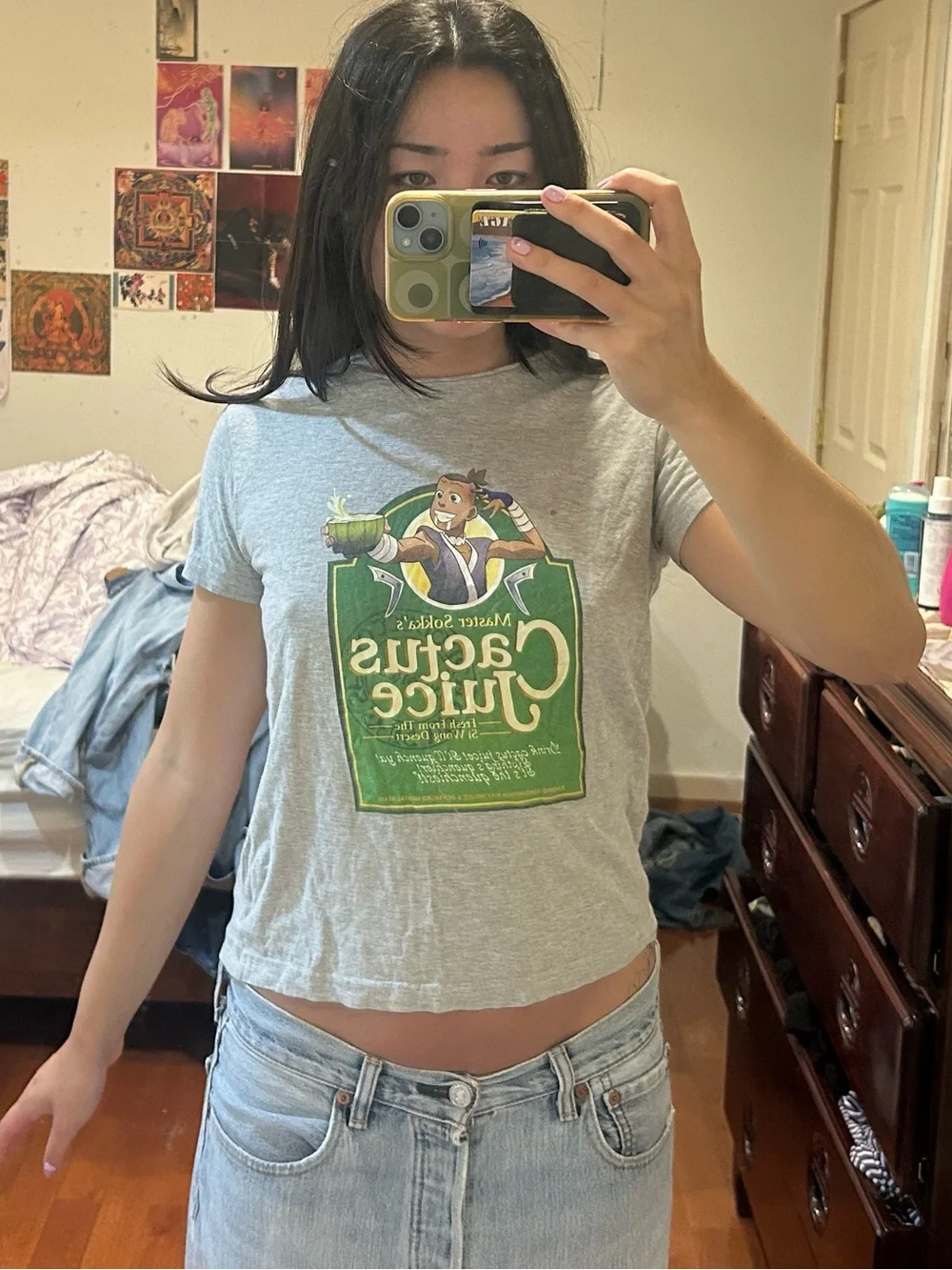 Gray T-Shirt with Sokka’s Cactus Juice Avatar the Last Airbender Graphic